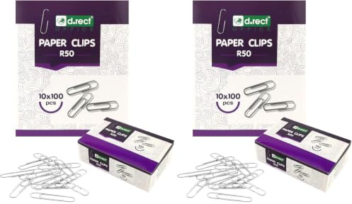 D.RECT 1000 Stück Office Büroklammern aus Metall 50mm | Briefklammern Büro-Aktenklammern verzinkt | 10x100 Stück (Packung mit 2)