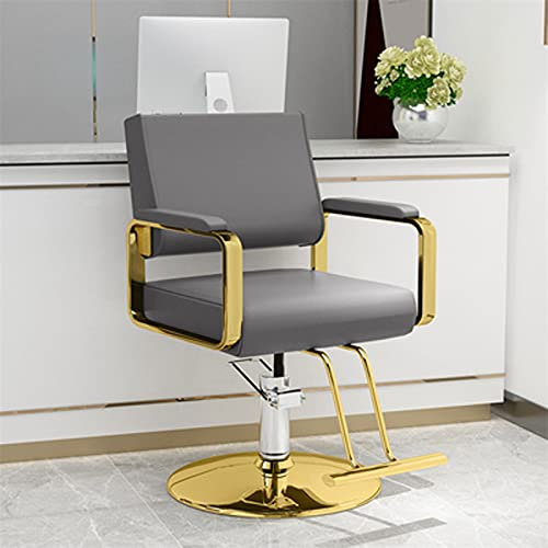 Hydraulischer Stuhl für Geschäft oder Zuhause, Friseurstuhl, Friseursalon, spezieller Liftstuhl, Friseurstuhl, hochwertiger Friseurstuhl (420 lbs) (Farbe: Gold + Grau) (Beige + Gold), praktisch (