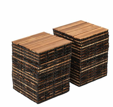 36 Stück Holzfliesen aus Akazien 1m² Fliese Akazie Mosaik 30x30cm Klicksystem zuschneidbar Terrasse, 6 Latten Fliese 3m²