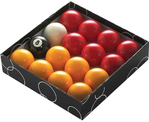 POWERGLIDE Billard-Set, 16 Bälle, Rot und Gelb, Turnier, 50,8 mm Durchmesser mit 47,6 mm weißer Kugel, für Münztische