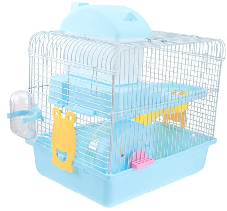 BESPORTBLE Doppelschicht Hamsterkäfig Aus Transparentem Acryl Mit Laufrad Und Auslaufsicherem Wasserkrug Haustierhaus Für Kleine Haustiere Wie Chinchillas Und Hamster Tragbarer Villakäfig in Hellblau