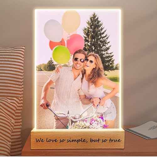 Mocessory Personalized Acrylic Plaque with Photo, Custom Plaque With LED | Picture Frame for Boyfriend or Girlfriend, Personalised Gifts for Mum/Dad (5 Size: 15-40cm)