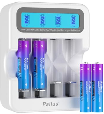 Lot de 4 piles au lithium rechargeables AAA, 1100 mWh, haute capacité, 1,5 V, triple A, avec chargeur LCD de type C, 1200 cycles, pour télécommandes, radios, horloges murales