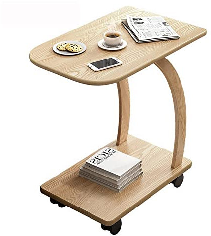 KHLMSRXJ Betttische Überbetttische auf Rollen, Laptoptisch, doppelter Stauraum, Computertisch, Holzsofa, Beistelltisch, Krankenhaus-Pflegetisch zum Lesen, Essen