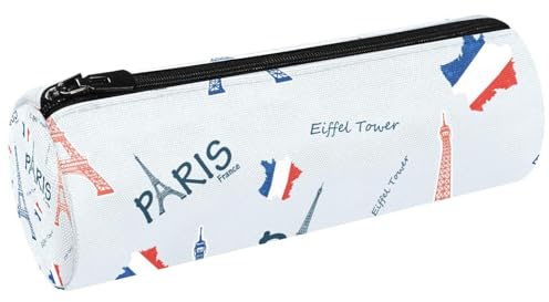 VAPOKF Trousse à crayons en toile avec carte de France et tour de Paris, pour ranger des stylos, des pièces de monnaie, des cosmétiques, des cosmétiques, des fournitures de bureau, des fournitures
