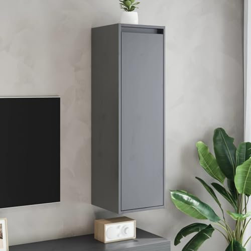 Iiaky Wandschränke 2 STK. Wandschrank HäNgeschrank Bad Wandschrank HäNgend AufbewahrungsschräNke Grau 30x30x100 cm Massivholz Kiefer