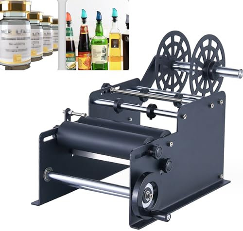 DTEYSD Einstellbar, manuell, halbautomatisch, mit Handkurbel, präzises Etikettieren, effizient und stabil, geeignet für Etiketten mit Einer Breite von 10–130 mm (schwarz)