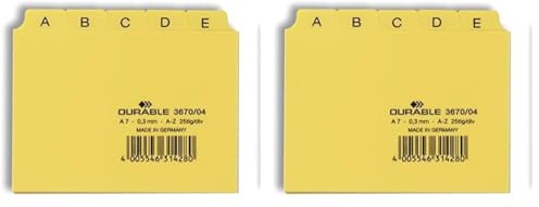 Durable Leitregister A - Z, A7 quer, 1 Stück, gelb, 367004 (Packung mit 2)