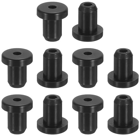 sourcing map 28Pcs Rubber Grommets 4mm Drill Hole, 2mm ID Hole Top Hat Grommet Black Silicone Rubber Hole Plug Gasket for Wiring, Automotive