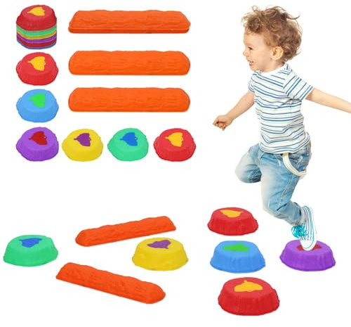Stepping Stones for Kids, 8 pcs Non-Slip Balance Stepping Stones Set with Balance Boards, Indoor & Outdoor Toys, Toddlers Preschool Obstacle Course/Sensory Coordination Equipment Promotes Strength
