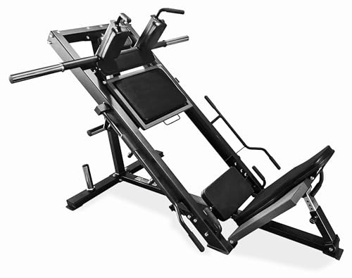JK Fitness 【Combo Leg Press 45° / Hack Squat Professionnel】Presse Jambe-Squat Machine 4 Broches Ø Trou Disques 50 mm, Charge Max 350 kg, Structure acier, gain de place Home & Studio Gym