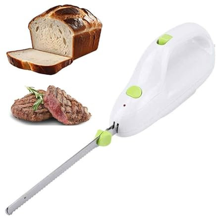 Coltello Elettrico Senza Fili,Coltello da Intaglio con Impugnatura Antiscivolo e Protezione di spegnimento Automatico,coltelli da Cucina elettrici in Acciaio Inossidabile a Doppia Lama for Il Pane