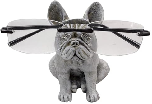 Top Brass Cute French Bulldog Eyeglass Holder – Whimsical Reading Glasses Stand – Funny Desk Nightstand Rack Display Organizer – Frenchie Puppy Dog Pet Decor