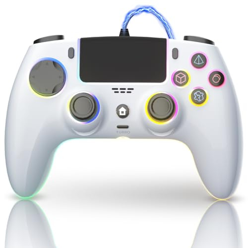 ThinTree Wired Controller Compatible for PS-5/Pro/Slim/PC, Hall Effect Sticks & 7 RGB LED Mode & haptic Feedback & Motion Sensing, 3.5mm Audio Jack