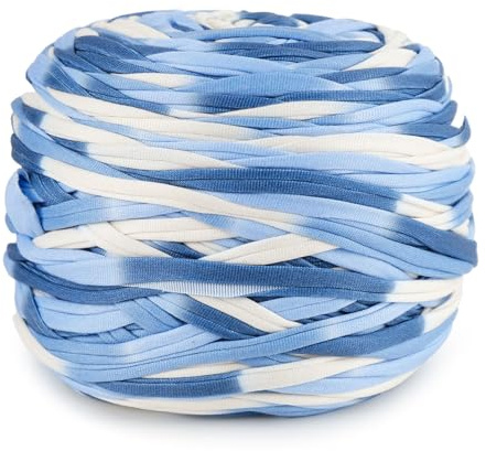 CUEMOON Fettuccia per Borse a Uncinetto, 285g/100m Filati per Borse Uncinetto, Cordoncino per Borse, Cestini, Tappeti, Fai da Te, Decorazioni, Artigianato (stella marina)