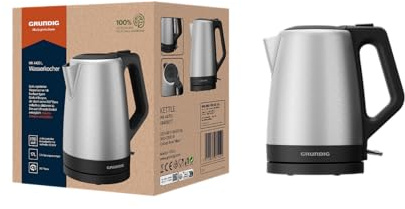 Grundig VM 4420L vattenkokare 2 200 W effekt 1,7 l sladduppdragning automatisk avstängning dolt värmeelement i rostfritt stål för höger- och vänsterhänta personer i rostfritt stål