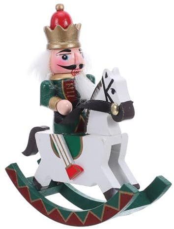Healifty Casse-Noisette Bois Figurine Decoration Noel Personnage Cheval Bascule pour Sapin De Noel Plateau Decoratif Centre De Table