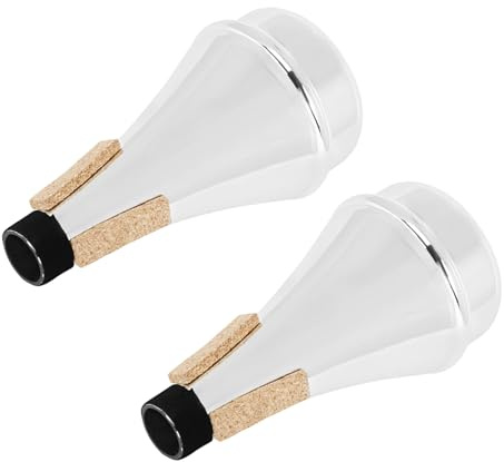 NIYANGLE 2pcs Plastic Trumpet Mute Silver Straight Mute Trumpet for Practice Noise Reduced Sound Reducer for Wind Instrument Training and Performance