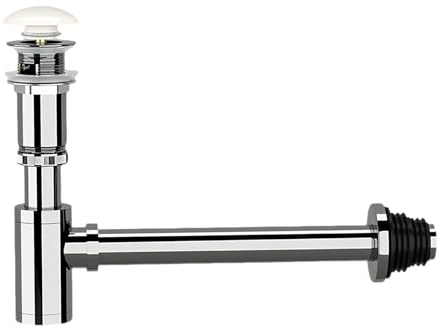 YWJFSA Siphon de Lavabo avec Bonde Pop-Up Clic Clac,Trop Plein,Anti Odeur,Syphon en T Réglable Chromé Siphon Lavabo Extra Plat 1-1/4