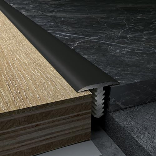 RZAJMADEU Tira de transición de Aluminio for Suelos - Umbral de 90 cm de Madera a baldosa, fácil de Cortar e Instalar, moldura en T Impermeable for Puertas(Black)