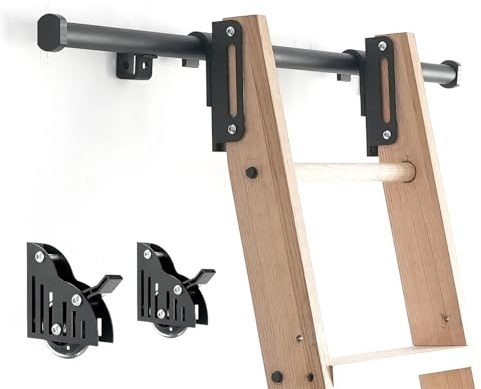Rolling Library Ladder Kit 1M/1.22M Hook on Sliding Library Ladder Hardware,Home Telescopic Rolling Kit(1M)