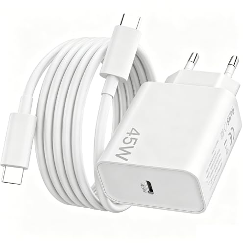 45W USB C Chargeur Rapide pour iPhone 17 15 16/17 Pro/17 Pro Max/Air/17e | 16e/16 Pro/15 Pro Max/iPad Pro 13/11/12.9, Air 13/11,iPad 10/11/A16 Adaptateur Type C Mural Alimentation Prise et Cable,Blanc