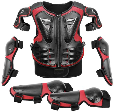 Niño Chaqueta Protección Motocross Peto Rodilleras Codilleras Equipo Transpirable Ajustable para Dirt Bike ATV BMX MTB Chico Chica 6-8 Años Regalo Aventura Deportes Extremos