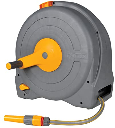 HOZELOCK - Tragbare Fast Reel Schlauchbox 40 M: vormontiert mit 40 M + 2 M Zulaufschlauch, integriertes automatisches Schlauchführungssystem, sehr leichtes Aufrollen, sofort einsatzbereit [2494R0000]