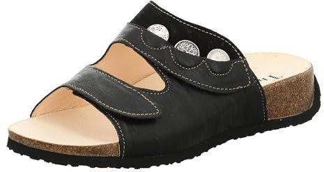 Think! Damen MIZZI chromfrei gegerbte nachhaltige Pantolette, SCHWARZ/KOMBI 0000