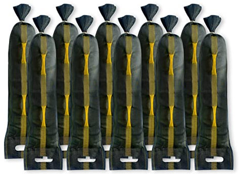 PREMIUM 10 Stück Sandsäcke zum befüllen, geeignet für Hochwasserschutz 25x100cm mit Zugband, Tragegriff und 2x Tragelaschen, Silosandsäcke, Silosack, Sandsack mit UV-stabilem Monofilgewebe