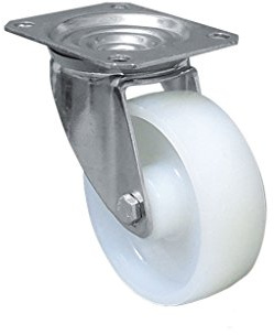 Cofan Rueda de nylon y placa giratoria | Con cojinete liso | Para pesos de hasta 150 kg y diámetros de 80, 100 y 125 mm