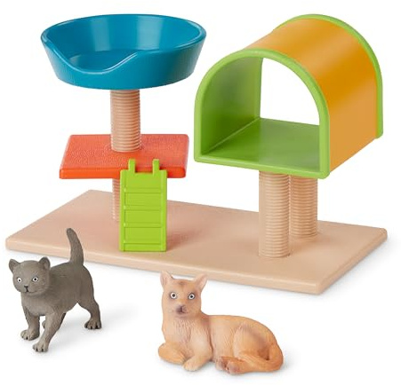 Terra by Battat Kratzbaum Spielset mit realistischer Tierfigur, fesselndes Spielzeug für fantasievolles Spielen, langlebige Konstruktion für Kleinkinder, Weiß, ab 3 Jahren