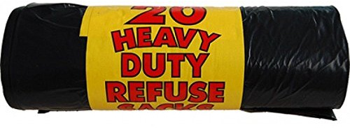 Otlcreations 200 Black Bin Liners Heavy Duty - Refuse Sacks Strong Tear Resistant Bin Bag Rolls - Perfect for Home Office Use - 50L, Foil Thickness: 20 Micron