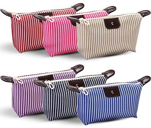 Makeup Bag Cosmetic Bags for Women Waterproof Toiletry Bag Multifunction Pouch Bag Portable Travel Pouch Stripe Organizer Set 6 Colors