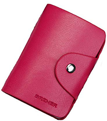 Kartenetui aus Leder, mehrere Fächer, Kartenetui, Visitenkartenetui, Geldbörse, Tasche, Tasche für 26 Kreditkarten, Rosenrot