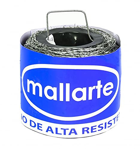 MALLARTE | Alambre de Espino Galvanizado | Alta Resistencia | Púas de 4 Puntas | Distancia entre Púas 10 cm | 250 m | Diámetro 1,6 mm