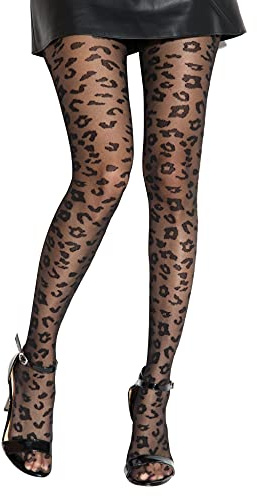 Gi&Gi Collant Donna Velati,collant Fantasia Animale a Leopardo 20 Denari N.1307 (S/M, NERO)