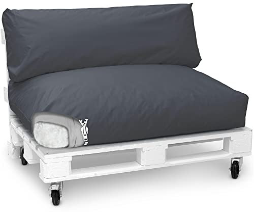 Spatium Jumbo XXL Palettenkissen Set abnehmbar Bezug wasserdicht gesteppt Palettenpolster Palettenauflage Palettensofa (Anthrazit, 2er Set)