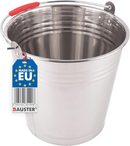 BAUSTER® Robuster 12 L Metalleimer Edelstahleimer Eimer Ascheeimer Industrieeimer, einfacher Griff Wassereimer, für Garten, ideale Kamin Zubehör Erweiterung Abfälle Küche