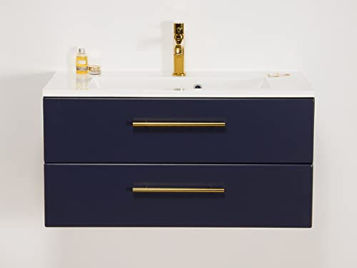 Quentis Badmöbel BELLI 80, Waschbecken mit Unterbau (montiert) (Marineblau matt)