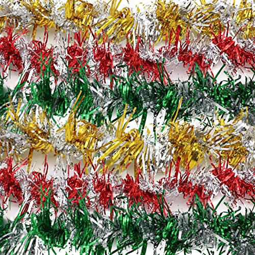 6 Pcs Christmas Tinsel Garlands - 12m Totally | Glittery Tinsel Garland for Christmas Tree Decorations, Metallic Hanging Garland Streamers for Xmas Home Decor New Year Wedding Party Supplies
