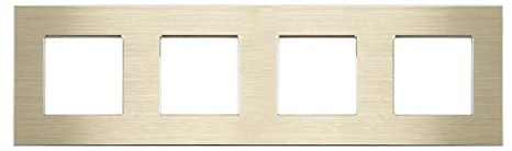 Luxus-Time Interruptor basculante de luz con marco de aluminio, caja empotrable, interruptor basculante, color dorado (marco de aluminio de 4 vías)