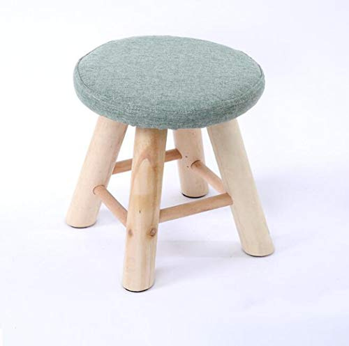 Foot Stool Sofa Stool Cloth Art Solid Wood Small Bench Low Stool Modern Seat Round Footstool Shoe Stool for Living Room Study Z (C)