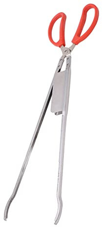 HERCHR Pinze a Forbice Lunghe, Pinze a Forbice Addensate con Punta a Fessura in Acciaio Inossidabile da 51 Cm con Manici in Plastica Antiscivolo per Barbecue di Pesce Granchio(Piega la Testa)