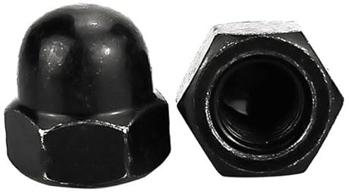 304 Edelstahl Nylon Messing Hutmutter Sechskantkappe Metrische Hutmutter Schwarz Weiß vernickelter Stahl M3M4M5M6M8M10M12 50 Stück-M16 (2 Stück), schwarzer Stahl
