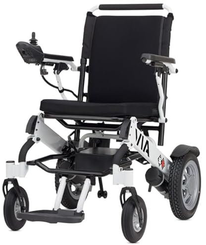 Bischoff & Bischoff elektrischer Rollstuhl Via, faltbar – für drinnen und draußen, Geschwindigkeit 6 km/h, Reichweite ca. 25 km, weiß, mit HMV: 18.46.06.0004