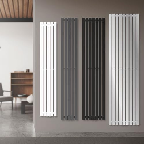 LuxeBath Designheizkörper Stella 1400 x 260 mm, Weiß, Paneelheizkörper mit Mittelanschluss, Einlagig, Flach, Vertikal, Badheizkörper Röhrenheizkörper Flachheizkörper Badezimmer Heizung Bad Wandheizung