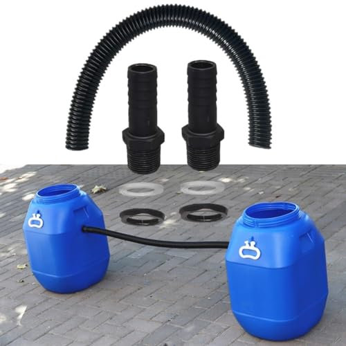 SPORTARC Regentonnenverbinder, Rohrverbindungs-Set, Verbindungs-Set, Regenumlenker, Rohrverlängerungs-Set für Regenwassertank, Anschlussschlauch und Armaturen