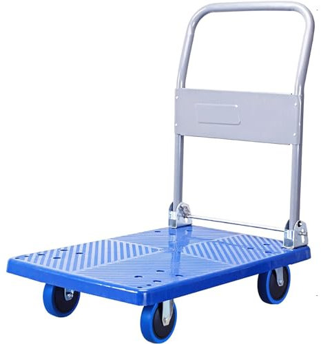 WOYZDQ Transportwagen Plattformwagen aus Kunststoff mit klappbarem Metallgriff und geräuscharmen Rädern, ideal für den Einsatz im Büro/zu Hause Rollwagen