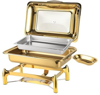 Electric Food Warmers for Parties with Side Tray Split Structure Buffet Servers and Warmers with Transparent Cover Two Heating Methods(Gold)